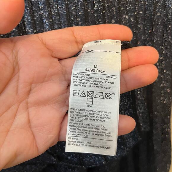 Banana Republic Lustro Metallic Sweater‎ Dress Navy Metallic Stripes Medium New - Picture 4 of 9